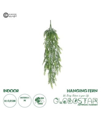 GloboStar® Artificial Garden HANGING FERN 20841 Τεχνητό Διακοσμητικό Κρεμαστό Φυτό Φτέρη Μ25 x Π12 x Υ85cm